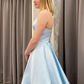 Blue Satin Blue Homecoming Dress,8th Graduation Dress Y3074