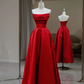 Stylish Flat Neck Satin Backless Pleated Floor Length A Line Evening Gown Prom Dress Y6331