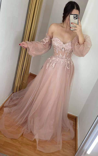 Strapless Pink Corset Tulle Prom Dress,Evening Gown Y4820