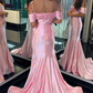 Silver Cold Sleeves Beaded Ruched Mermaid Prom Dress Y5724