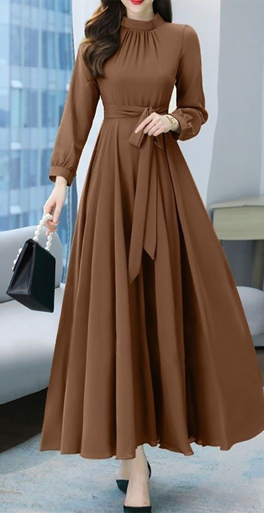 Chic A-Line Pure Color Long Sleeves Evening Dresses Y5787