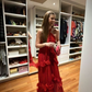 Elegant Red Long Evening Dress,Red Party Gown Y6138