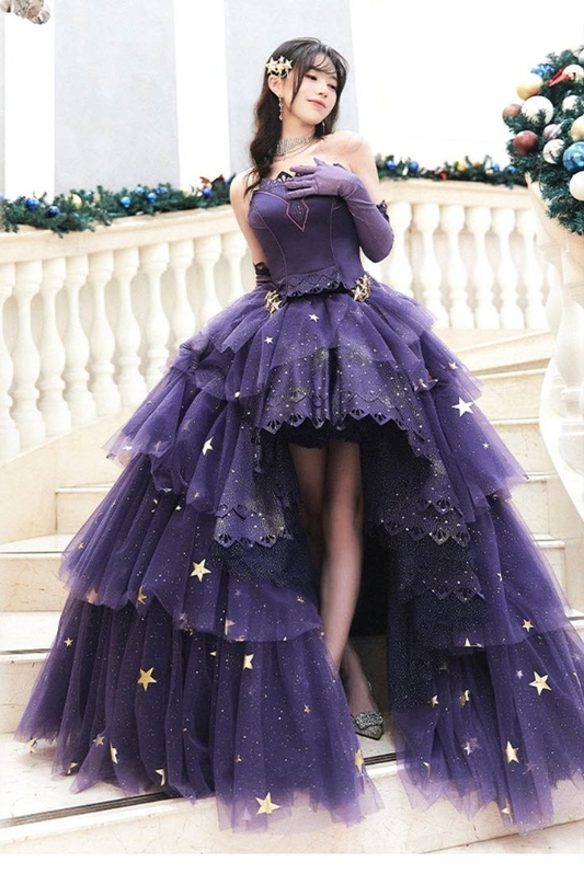 Elegant Purple Stars A-Line Prom Dress Y2738