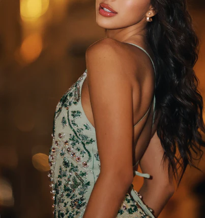 Gorgeous Spaghetti Straps Mint Green Chiffon Sequin Beaded Homecoming Dress Cocktail Dress Formal Birthday Outfits Y8936