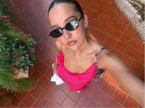 Classy Spaghetti Straps Hot Pink Chiffon Mermaid Evening Dress Long Wedding Guest Dress SP1103