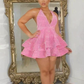 Sexy Short Homecoming Dress Sequins Pink Party Dresses for Women Y4113