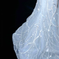 Dream Blue Tulle Beaded Chain V Neck Long Mermaid Prom Dress Evening Dress Y8665