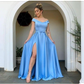 Classic Off The Shoulder Blue Prom Dress,Blue Evening Dress  Y4881