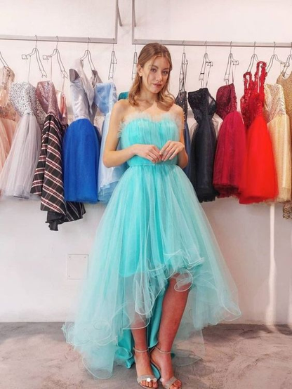 Tulle High Low Prom Dresses Sweetheart Evening Dresses Y5687