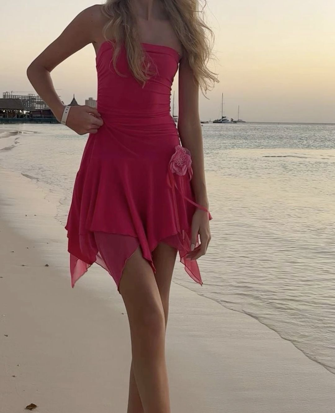 Chic Hot Pink Beach Dress,Cute Homecoming Dress Y2959