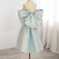 Blue Sweetheart Neck Satin Homecoming Dress Y7402
