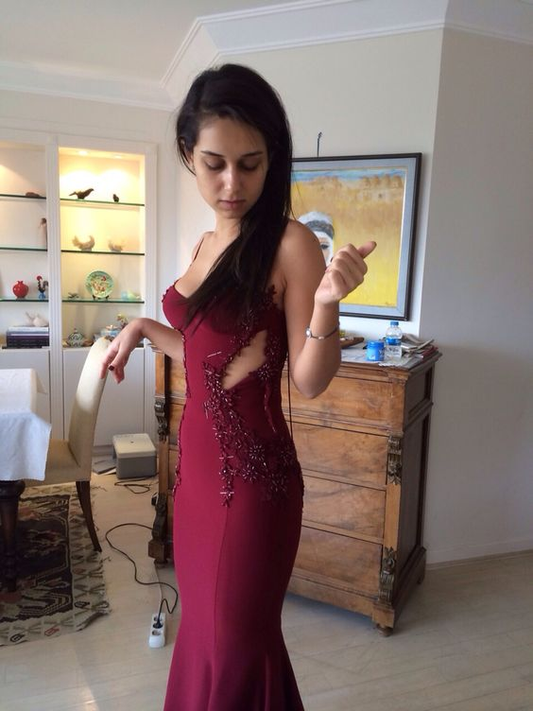 Sexy Burgundy Mermaid Prom Dresses,Evening Dress Y5603