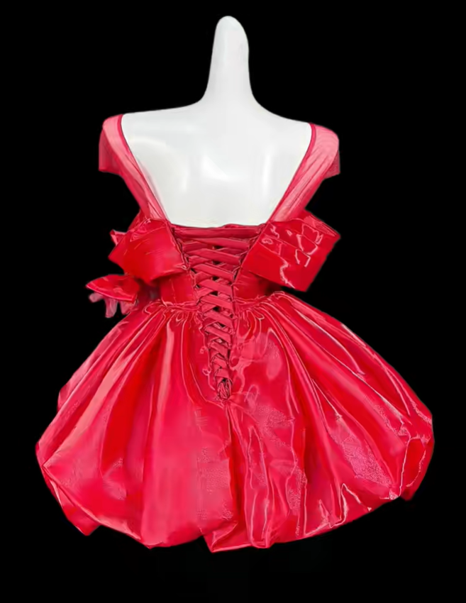 Gorgeous Red Tulle Appliques Short Homecoming Dress Cocktail Dress SP3549