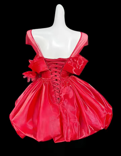 Gorgeous Red Tulle Appliques Short Homecoming Dress Cocktail Dress SP3549