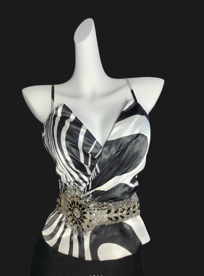 Vintage Spaghetti Straps V Neck Black Satin Long Party Dress Formal Wedding Guest Dress SP417