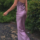 Sexy Mermaid Cowl Neck Spaghetti Straps White Silk Prom Dresses S15708