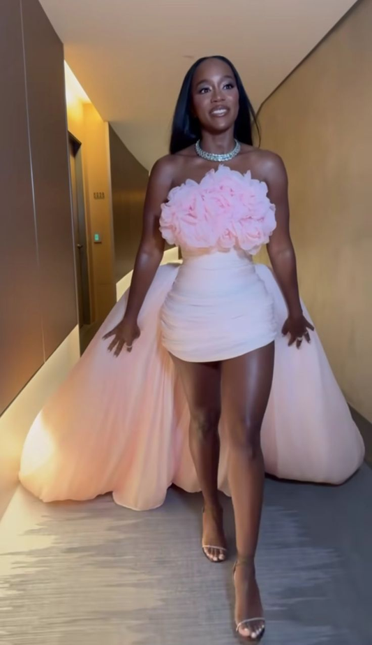 Gorgeous Pink Tulle Pleated Sheath Short Graduation Homecoming Dress,Strapless Mini Prom Dress SP2824