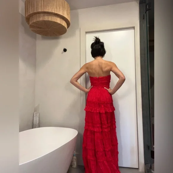 Red A-line Long Prom Dress,Red Formal Dress Y3086