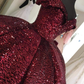 Sparkly Burgundy Off The Shoulder Ball Gown Sweet 16 Dress Y4264