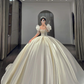 A-line Satin Wedding Dress,Retro White Satin Wedding Dress  Y2290