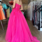 Hot Pink Tulle Sweetheart Long Prom Dress Y5464