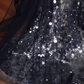 Black Glitter Sequins Tulle Mermaid Prom Dress,Strapless Evening Dress With Bow Y8615