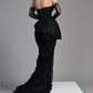 Vintage Black Lace Evening Dress,Black Gala Dress Y1910