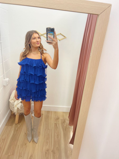 Royal Blue Tiered Homecoming Dress,Royal Blue Party Dress  Y2308