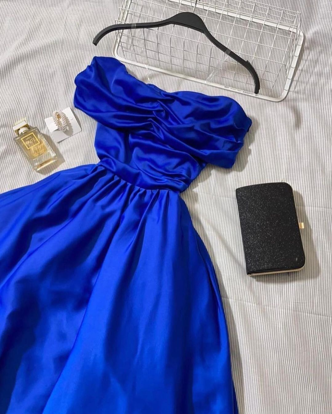 Royal Blue Strapless Satin Long Prom Dress,Royal Blue Evening Dress,Y2539