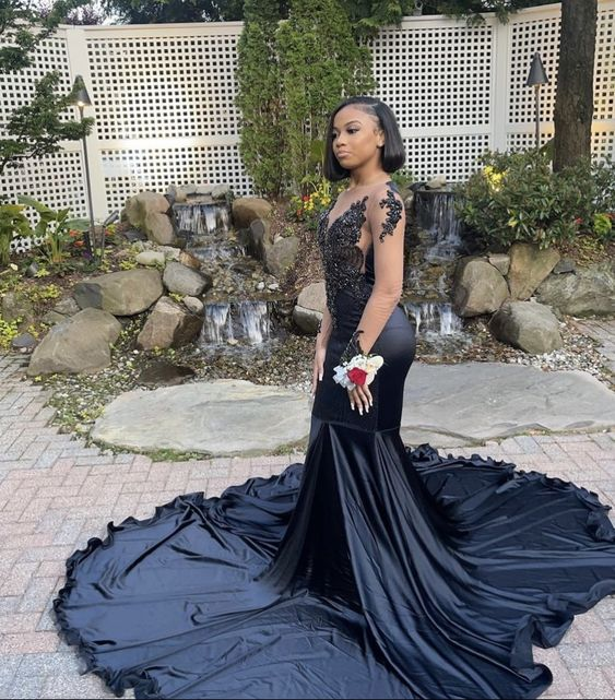 Black mermaid prom dress,Christmas dress,African women party dresses,wedding reception gown Y6437