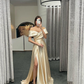 Glamorous Off The Shoulder Prom Dress With Split Ruffles Y165