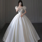 Elegant White Satin Wedding Dress,White Bridal Dress Y5626