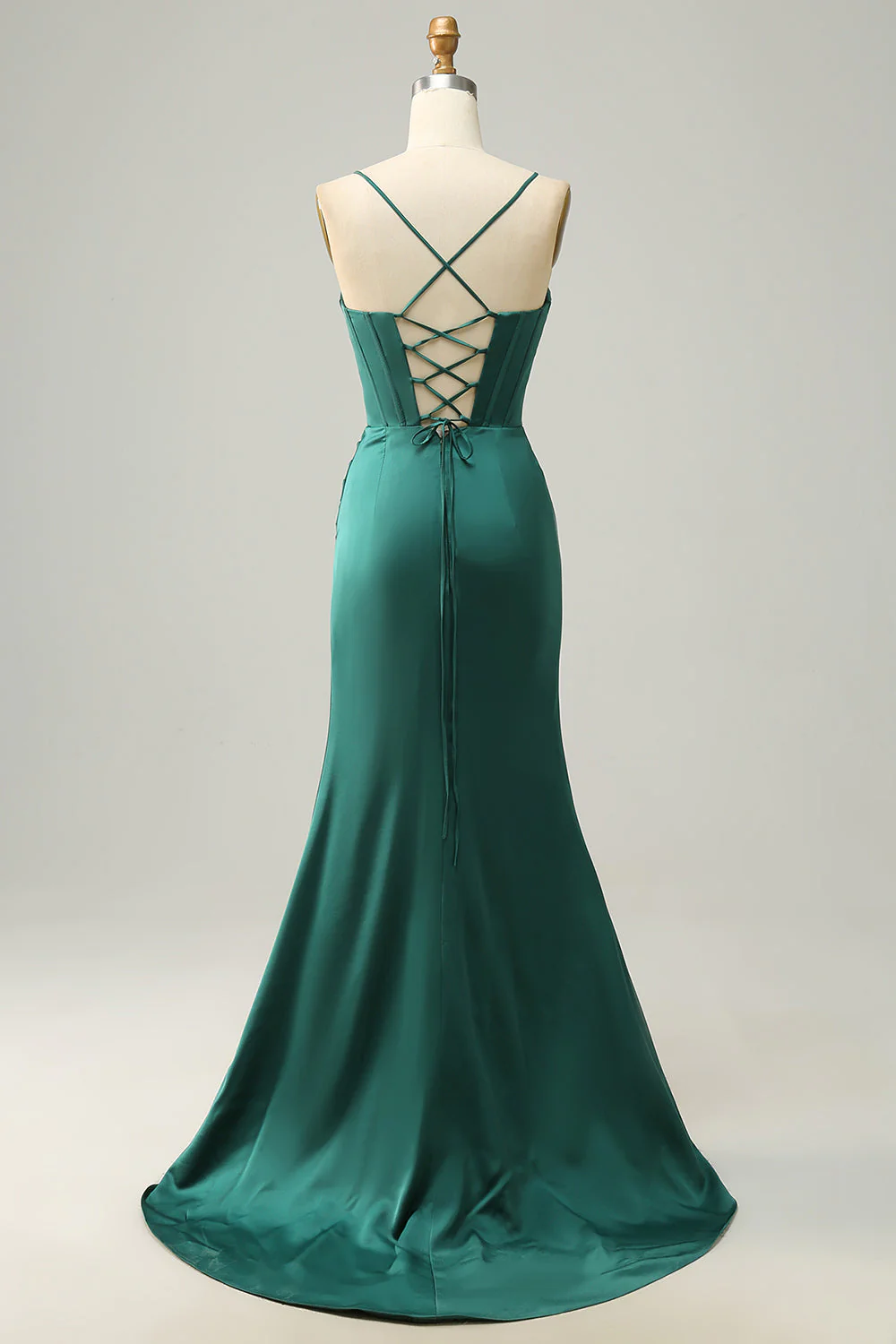 Dark Green Spaghetti Straps Mermaid Prom Dress Y4506