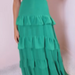 Emerald Green Deep V Neck Layered Ruffles Evening Dress,Backless Long Prom Dress Y8386