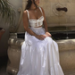 Elegant Two Piece White Prom Dress,White Formal Gown Y7038