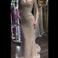 Charming Spaghetti Straps Champagne Sequin Beaded Mermaid Evening Dress Long Prom Gown SP798
