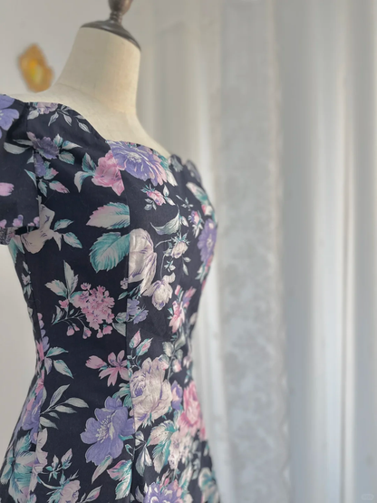 Vintage Off The Shoulder Print Floral A Line Short Homecoming Dress Birthday Outfits Y9756