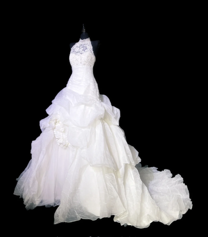 Classy Halter Sleeveless White Long Wedding Dress Formal Bridal Dress Y9849