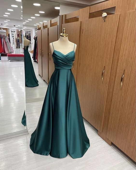 Charming A-line Spaghetti Straps Prom Dress,Senior Prom Gown Y7065