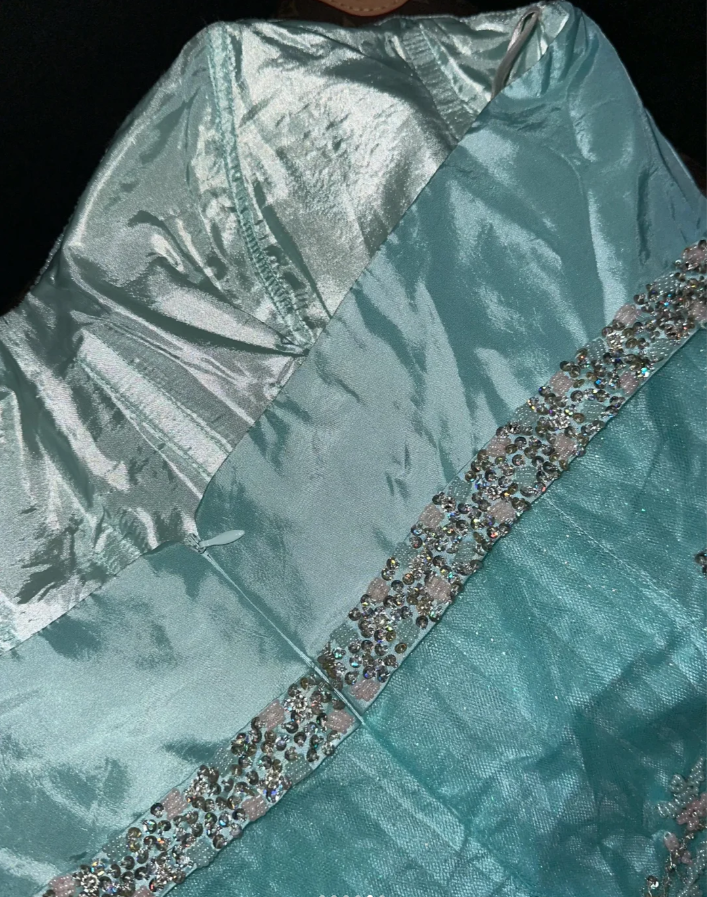 Elegant Strapless Green Satin Tulle Beaded Mermaid Long Party Dress Birthday Outfits SP954