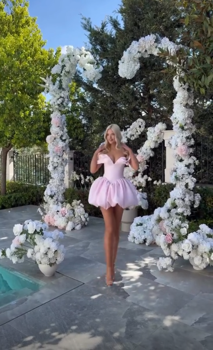 Cute Pink Off The Shoulder Short Homecoming Dress Mini 18th Birthday Outfits SP3922