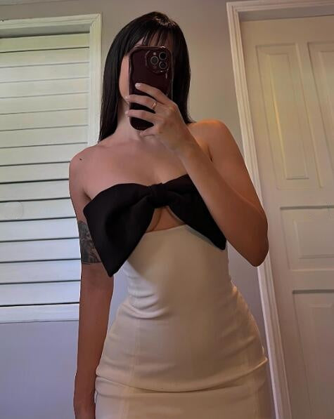 Sexy Bow Strapless Satin Sheath Short Homecoming Dress Cocktail Dress SP3209