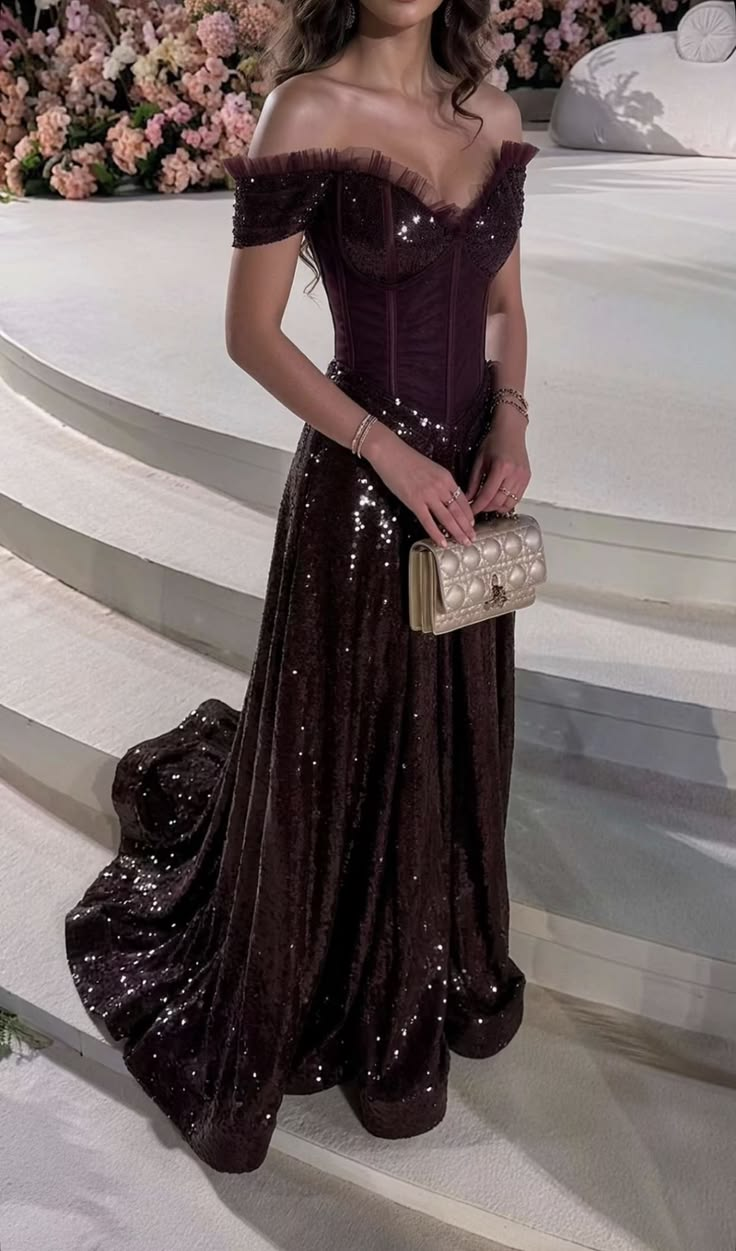 Sparkly Burgundy Sequin Mermaid Long Birthday Party Dress Off The Shoulder Long Prom Gown SP4009