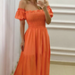 Orange Strapless A-line Prom Dress,Summer Boho Dress Y5498
