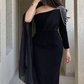 Chic Black Sheath Evening Dress,Black Gala Dress Y5555