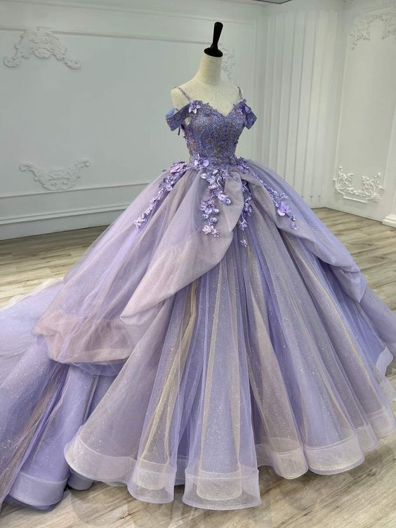 Beautiful Purple Sweet 16 Dress,Purple Ball Gown Y1925