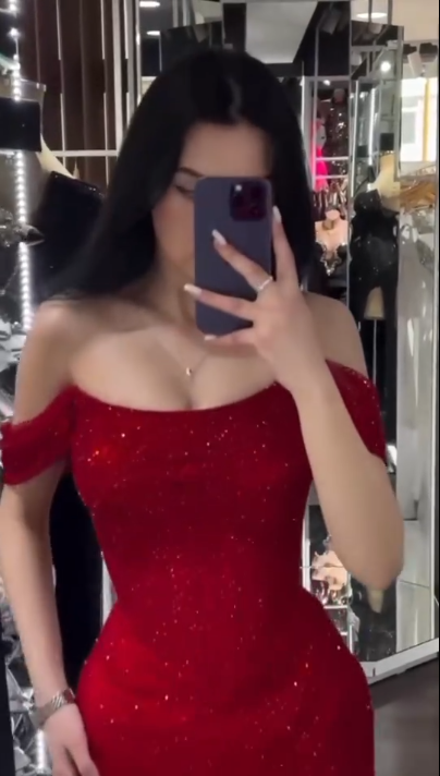 Sparkly Off The Shoulder Red Sequin Slit Mermaid Long Party Dress Prom Gowns SP2166