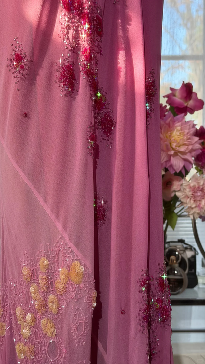 Gorgeous Spaghetti Straps Ombre Pink Sequin Beaded Mermaid Long Party Dress Evening Dress SP2181
