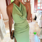 Charming Green Sheath Prom Dress With Split,Green Evening Dress Y7284