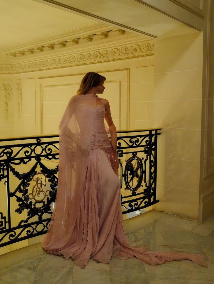 Classy Pink Strapless Tulle Pleated Mermaid Evening Dress Long Wedding Guest Dress SP1145